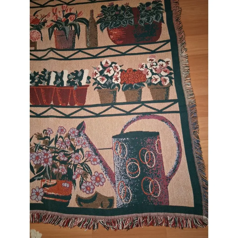 Goodwin Weavers Garden Tapestry Throw Blanket Cottagecore Crazy Plant Lady 70x48